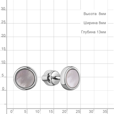 Серьги-пусеты из серебра с перламутром