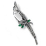 Брошь из серебра «Попугай» с фианитами