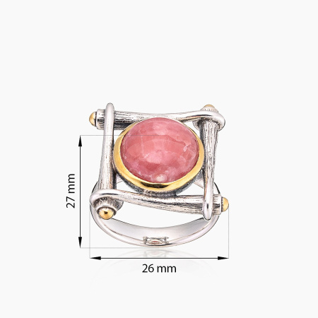 Кольцо из серебра с камнем родохрозит