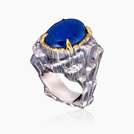 Серебряное кольцо «Галактика» с лазуритом