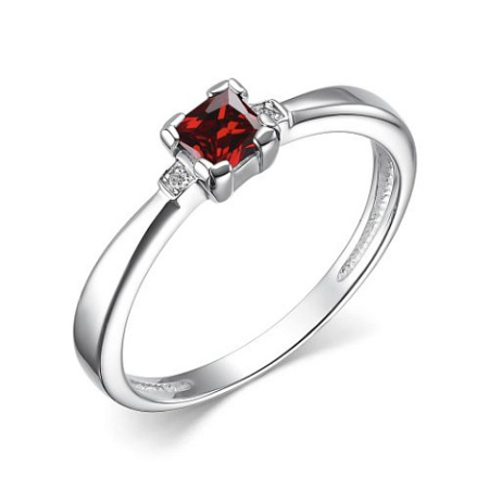 Серебряное кольцо с бриллиантом и гранатом