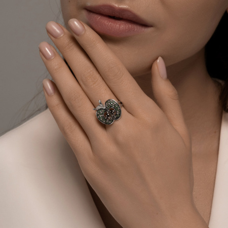 Серебряное кольцо с фианитами «Яблоко»