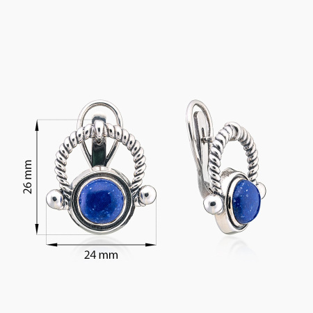 Серьги из серебра с камнем лазурит