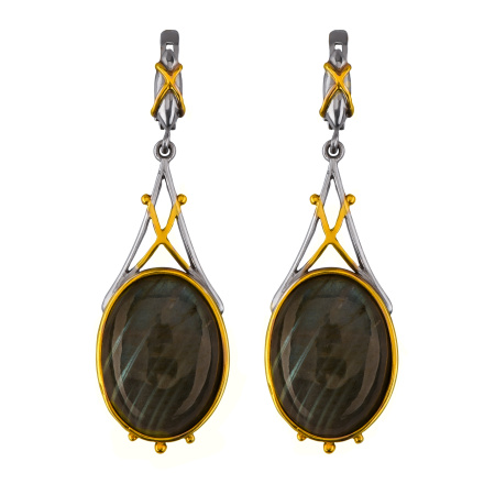 Серебряные серьги с лабрадоритом