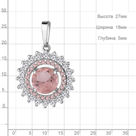 Подвеска из серебра с нанотурмалином и фианитами