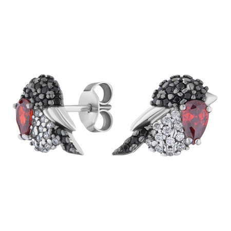 Серьги серебряные с фианитами «Снегирь»
