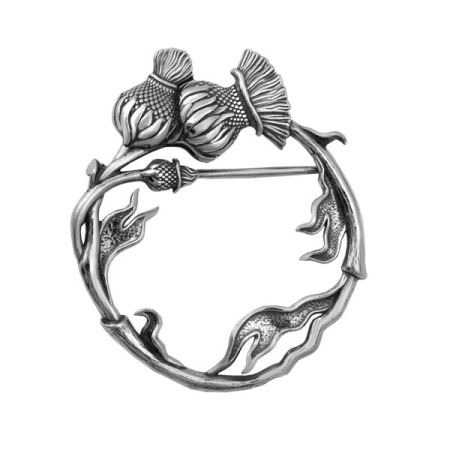 Брошь из серебра «Чертополох» с матированием