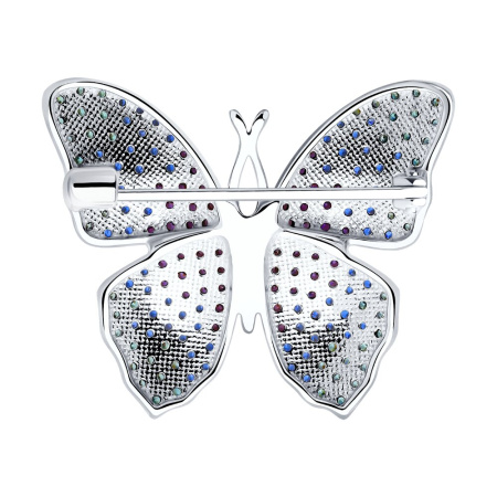 Брошь из серебра с фианитами «Бабочка»