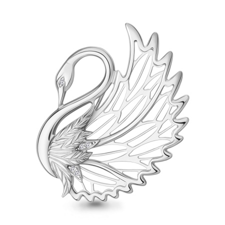 Броши из серебра с фианитами «Лебедь»