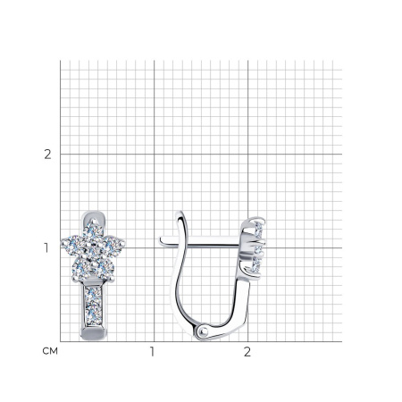 Серьги из серебра с фианитами