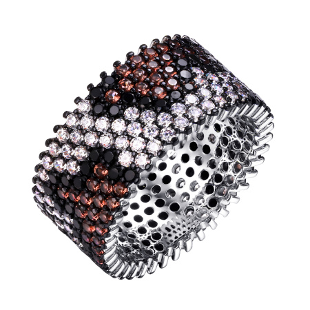 Серебряное кольцо с нанокристаллом и фианитом