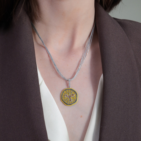 Серебряная подвеска с цитрином и фианитами «Лимон»