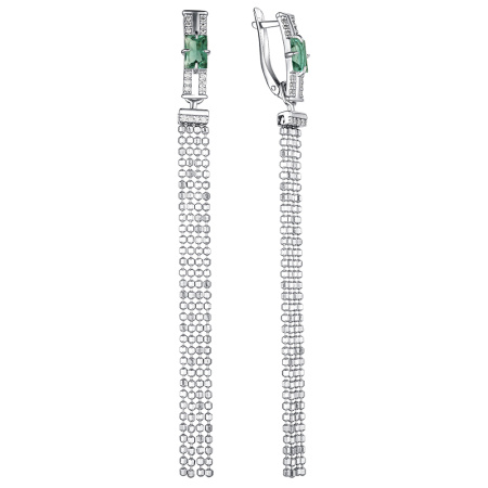 Серьги из серебра с празиолитом и фианитами