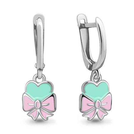 Серебряные серьги с эмалью «Бантик»