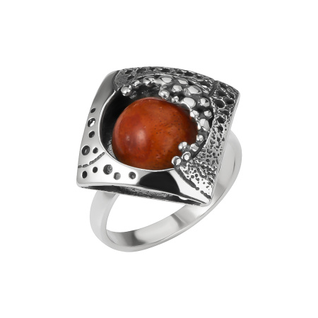Кольцо из серебра с кораллом