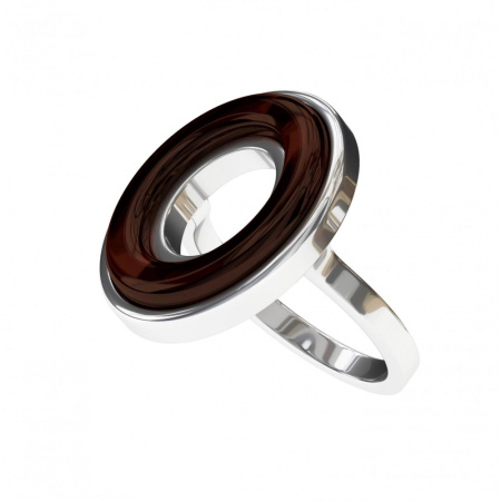 Кольцо с янтарем из серебра «Бублик»