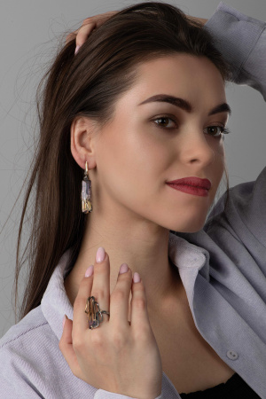 Серьги из серебра с аметрином