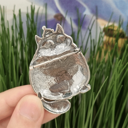 Серебряная брошь «Кот»
