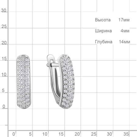 Серьги из серебра с фианитами