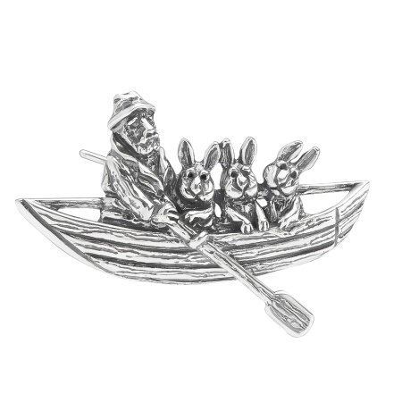 Серебряная брошь «Спасай Мазай!»