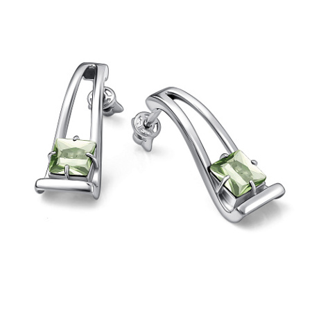 Серьги-пусеты из серебра с празиолитом