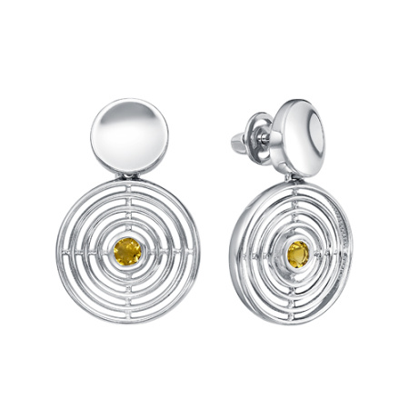 Серьги пусеты из серебра с цитринами