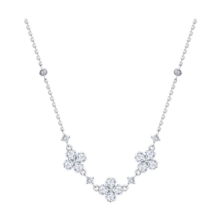 Серебряное колье с фианитами «Цветы»