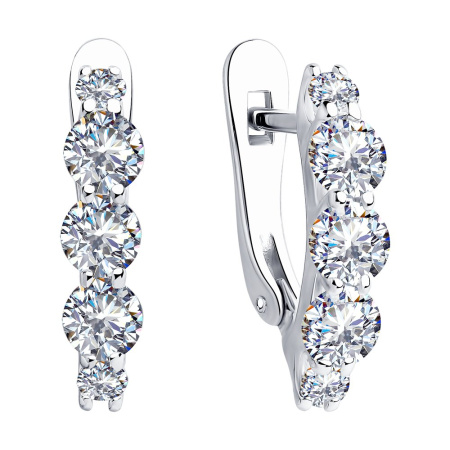 Серьги из серебра с фианитами