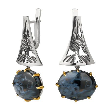 Серьги из серебра с питерситом