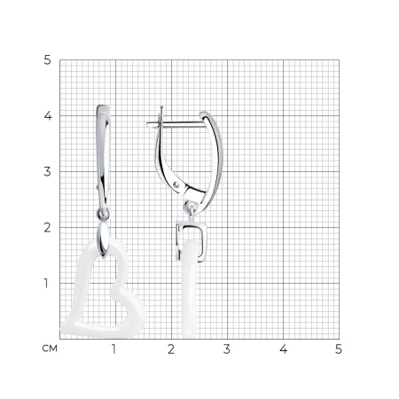 Серьги из серебра с керамическими вставками Сердечки