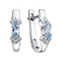 Серьги из серебра с топазами sky и фианитами