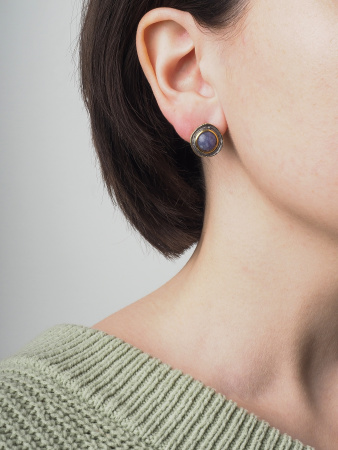 Серьги из серебра с нефритом