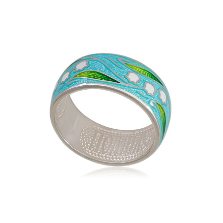 Серебряное кольцо с эмалью «Ландыши»