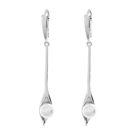 Серьги из серебра с жемчугом «Калла»