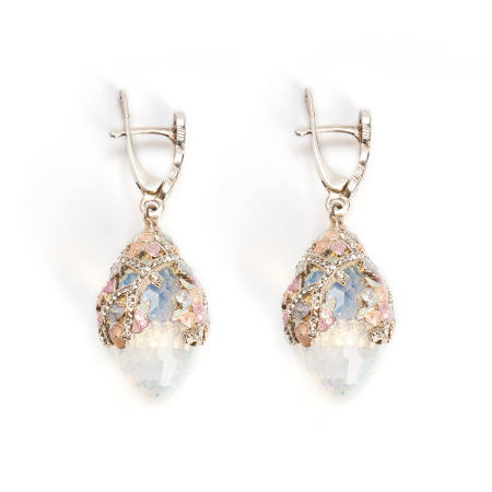 Серебряные серьги с эмалью и фианитами