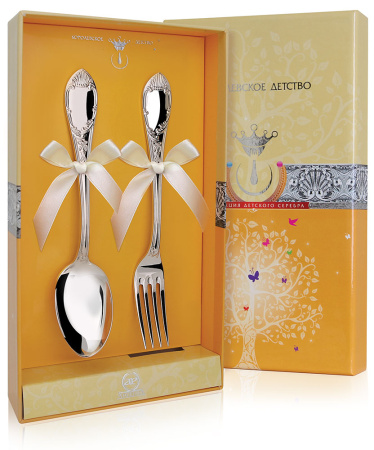 Серебряный набор десертный «Престиж» вилка и ложка