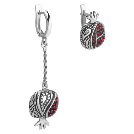 Серьги из серебра с эмалью «Гранат»