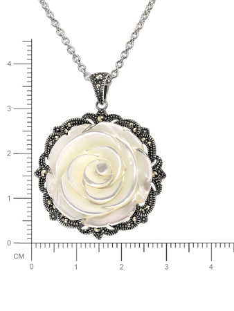 Серебряный кулон «Каменный цветок» с перламутром и марказитами