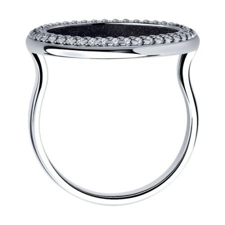 Серебряное кольцо с авантюриновым стеклом и фианитами