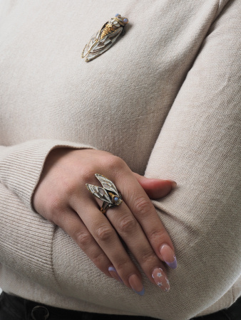 Серебряное кольцо «Цикада»