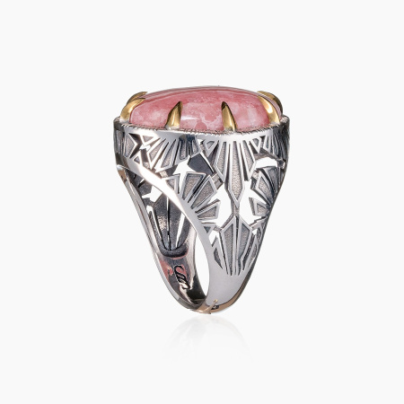Кольцо из серебра с камнем родохрозит
