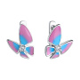 Серебряные детские серьги с эмалью и фианитами «Бабочки»
