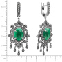 Серебряные серьги с зеленым агатом и марказитами Swarovski