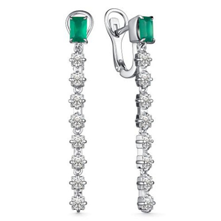 Серебряные серьги с агатом и фианитами