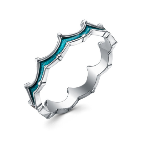 Кольцо из серебра с эмалью и фианитами