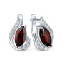 Серьги из серебра с гранатом и фианитами