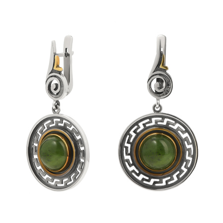 Серьги из серебра с нефритом