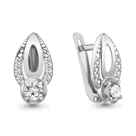 Серьги из серебра с фианитами