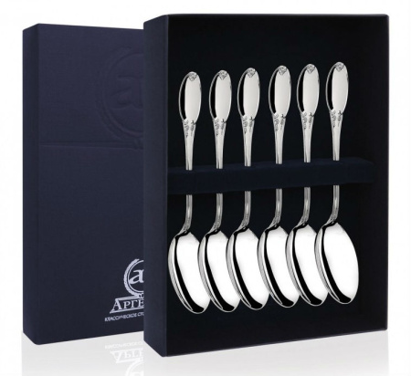 Серебряный набор 6 чайных ложек гладких