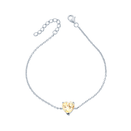 Браслет из серебра с фианитом «Сердце»